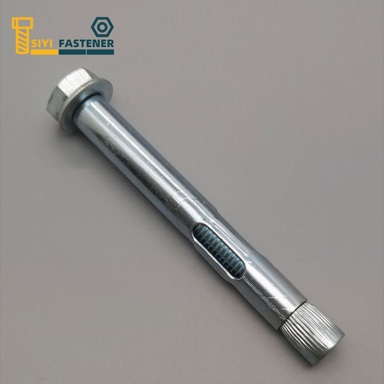Ancrage à douille plaqué zinc Bulewhite en acier au carbone avec boulon hexagonal et écrou conique